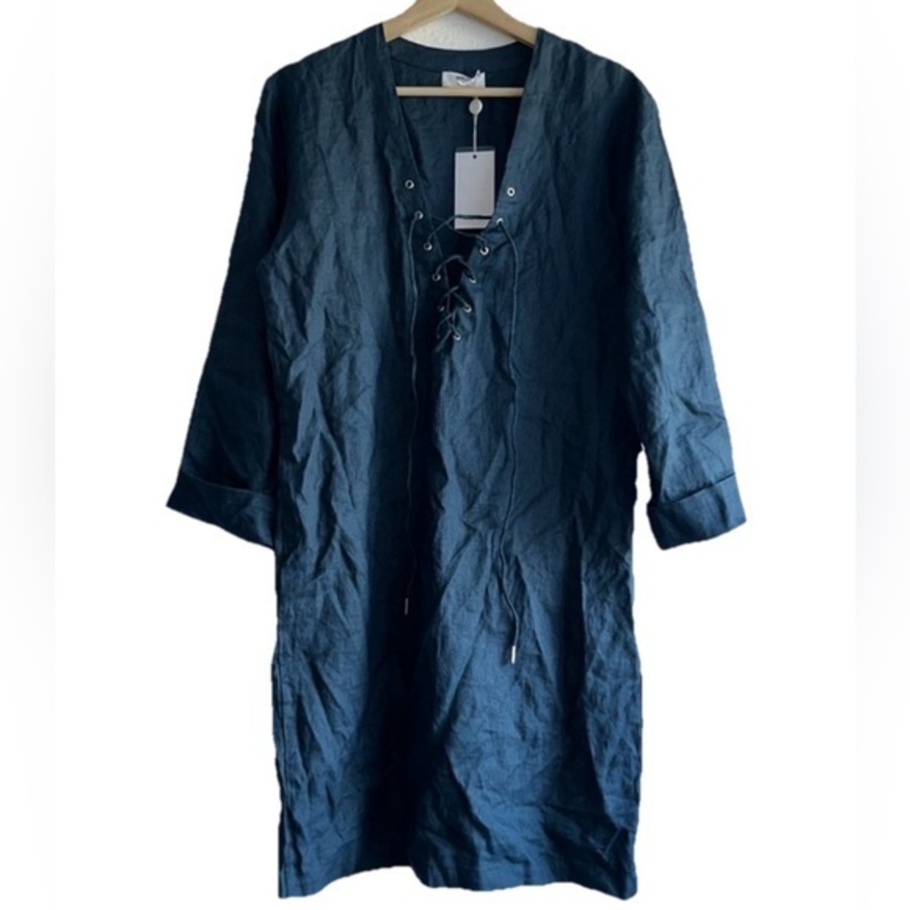 Mikoh Teal 100% Linen Tunic Cover Up Top Garment Sz. S (1) NWT!